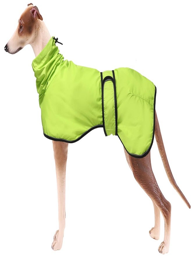 Morezi Greyhound Whippet Raincoat Waterproof with Reflective Stripe high Neck fit for Italian Greyhounds Whippets Long Back Breeds - Light Green - S - Image 1